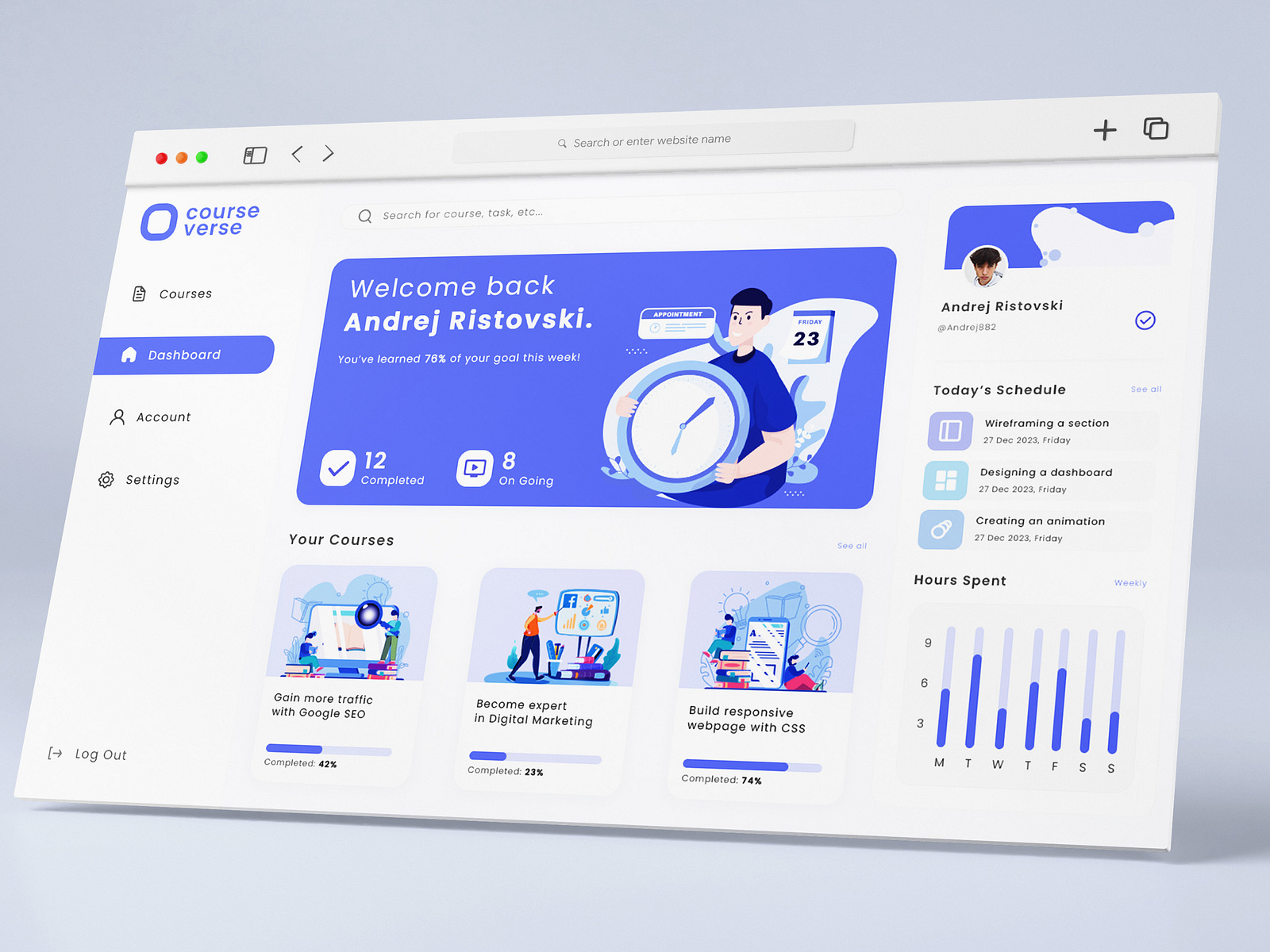 E-Learning Dashboard by Andrej R on Dribbble