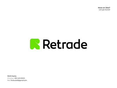 Retrade Minimal Logo Design, Branding brand brand identity branding business company corporate design forex graphic design green tech inspiration logo logo ideas minimal retrade signals trade trading logo tutorial visual design