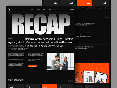 RECAP - Creative Agency Website🔥 agency bold creative agency creative typography dark digital agency landing page portfolio studio agency ui ux web design website