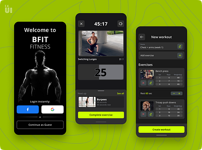 BFit Fitness UI app dark theme design ekui exercise fitness mobile sport ui ux workout