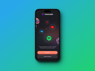 Trackizer (Track your subscription app) ui
