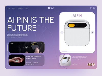 AI Pins Website Design ai ai gadgets ai website design concept devices ecommerce ecommerce website electronic gadgets homepage interface design invention new technologies startup startup website ui design ux design uxui design webdesign