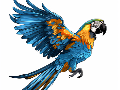 Blue-Gold Macaw Vector Illustration 3d animation branding design graphic design illustration logo merch by amazon motion graphics typography ui vector