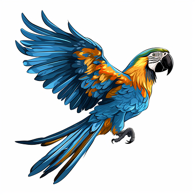 Blue-Gold Macaw Vector Illustration 3d animation branding design graphic design illustration logo merch by amazon motion graphics typography ui vector