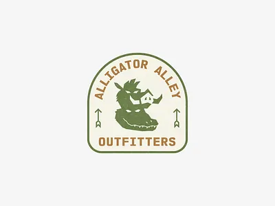 Alligator Alley Outfitters Logo Concept alligator badge badge logo boar graphic design hunt hunting logo logo concept logo design logo designer redesign vector