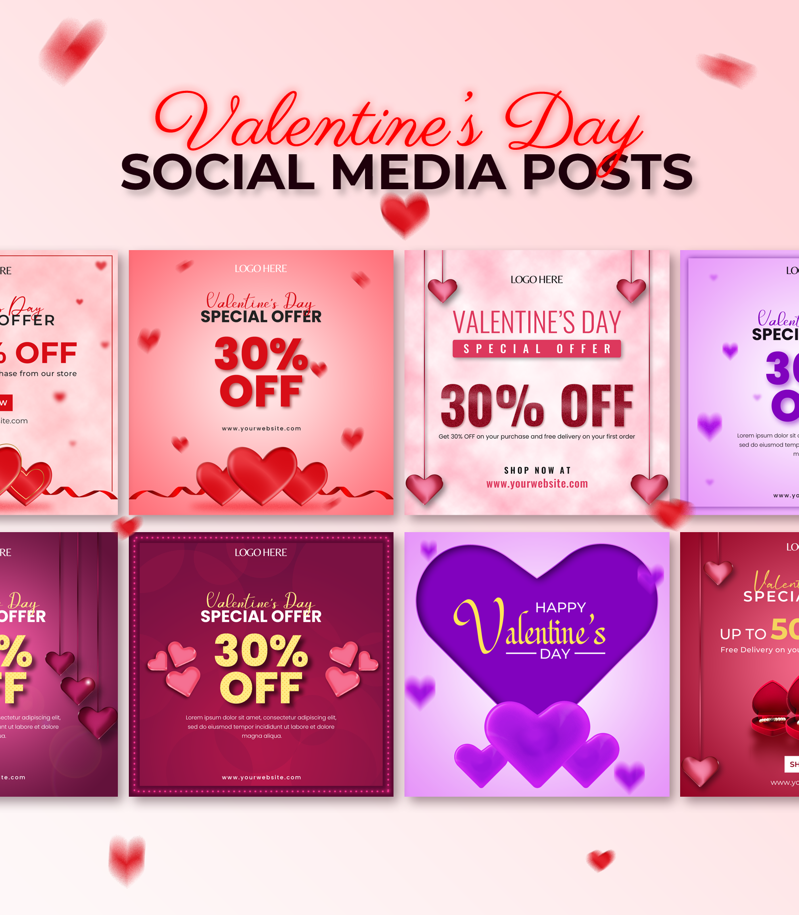Valentine's Day Social Media Posts 14 february dark pink graphic design heart instagram post magenta pink purple red red heart social media social media banner social media design social media post social media post design valentine valentines valentines day valentines day social media post