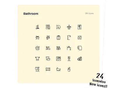 Iconuioo - Bathroom Icons adobe xd icons bathroom branding icons figma icons icon icon pack icon set icons line icon marketing icons minimal icons premium icons presentation icons sketch icons