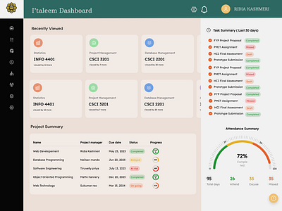 "Student Portal Dashboard" uiux