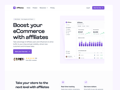 Affiliates - Landing Page Design affiliate app design dashboard dashboard design ecommerce esaas figma fintech landing page page design saas ui ui design ux ux design