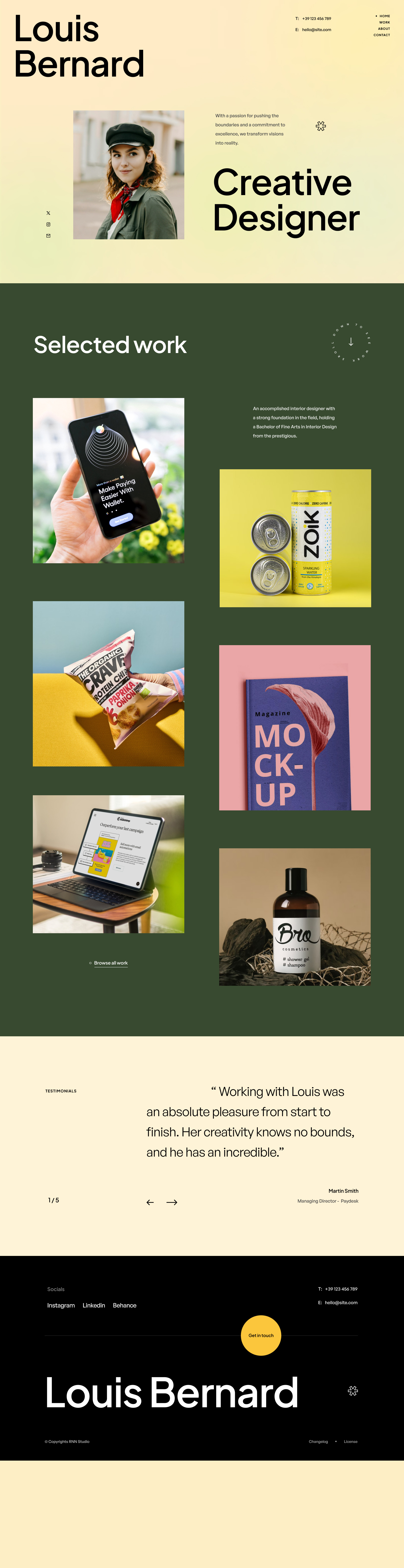 Louisa Webflow Portfolio Template branding