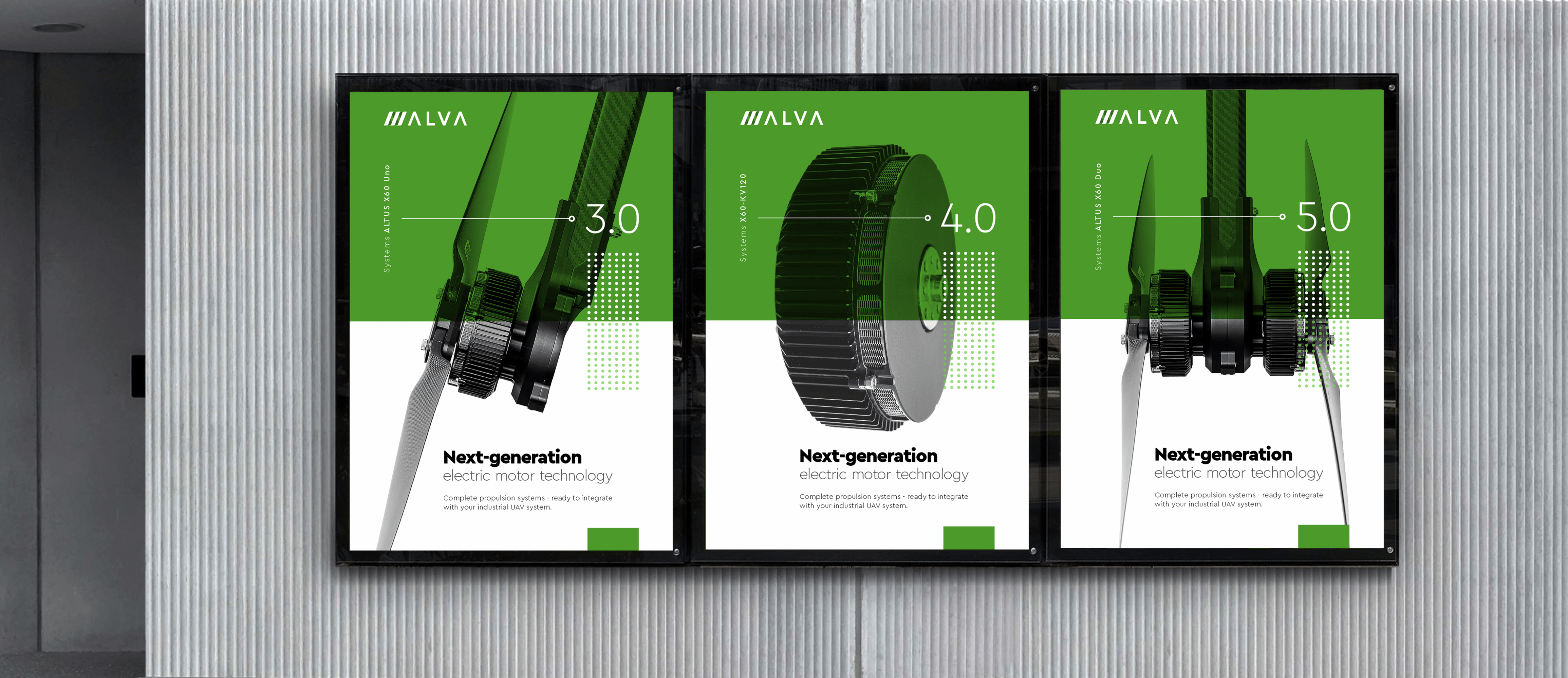 Brand Identity Design for ALVA adobe illustrator adobe photoshop automation banner brand identity display energy green indesign logo machine poster print tech technical technology visual design