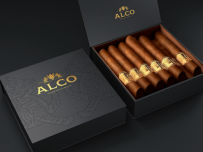 Alco Indonesian Tabacco - Brand + Packaging Design black box brand design cigars design golden illustrator logo design luxury ornamental pack packaging design photoshop tabacco visual design