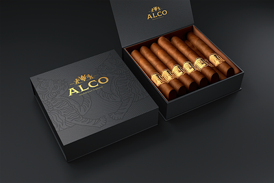 Alco Indonesian Tabacco - Brand + Packaging Design black box brand design cigars design golden illustrator logo design luxury ornamental pack packaging design photoshop tabacco visual design
