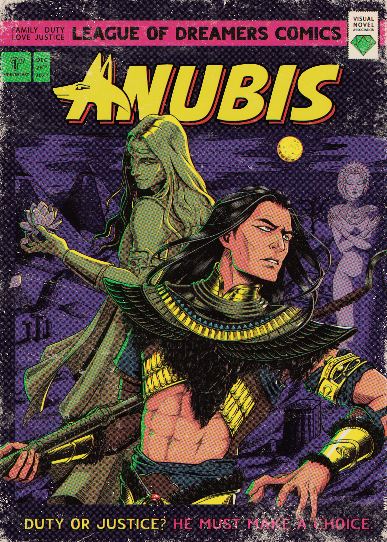 Anubis 2d adobe photoshop anubis cartoon character cmyk comics cover halftone illustration male marvel overprint raster seth stylization vintage