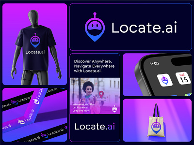 Locate.ai Logo & Brand Identity Design ai logo bot icon bot logo comunication logo consulting logo locate logo location app logo location bot logo location logo location mark map icon map logo mini robot logo pin logo point logo robo logo robot icon robot logo tech bot tech robot logo