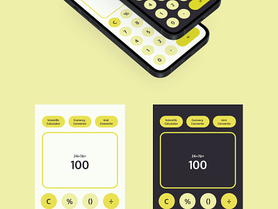 DailyUI4 - IOS calculator and converter calculator currency converter dailyui iphone iphone calculator mobile calculator monocromatic scientific calculator ui unit converter ux