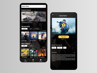 Cloud Gaming Application app design ui ux