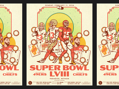 Super Bowl LVIII 49ers branding chiefs football graphic design kansas city las vegas poster san francisco super bowl the sting