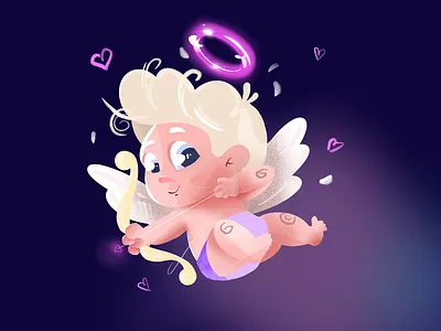 Valentine's Day 2024 angel brush color purple design graphic design love trending valentine day