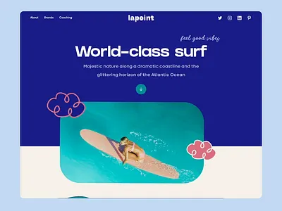 Landing page Surfing animation bold branding colorful design funnel graphic design illustration landing page logo marketing motion graphics surfing ui ui ux ux vector webdesign