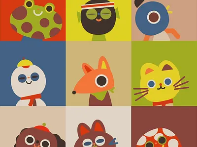 The fine team 🐰 2d animals animation character design colors couleur gif graphic design loop motion design motion graphics