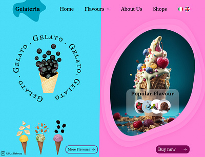 Ice Cream Web Design 3d animation app design gelato graphic design ice cream italian ice cream logo motion graphics ui ui design uiux user friendly web web design