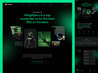 WingRiders - Career Page cardano career crypto dex landing market marketplace page promo