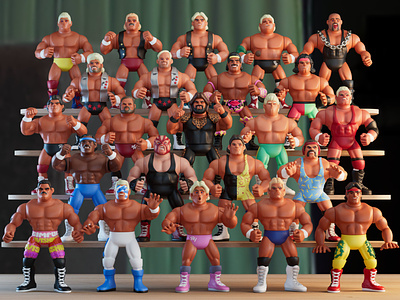 1990's Pro Wrestling Action Figures 3d action figfures flair lex luger models prints ric sting wcw wrestling wwe wwf