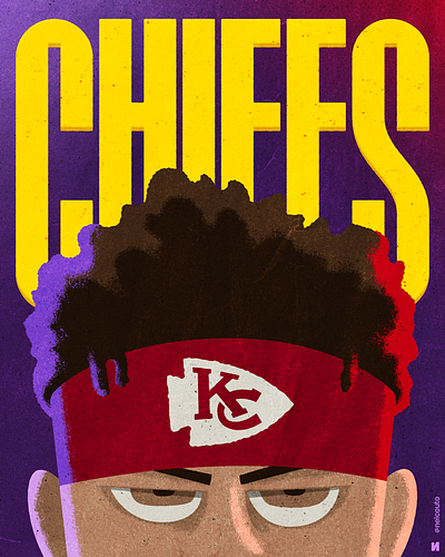Super Bowl 58 / Mahomes & McCaffrey 49ers character chiefs eyes football gray grunge illustration layered nfl niners portrait purple red texture yellow