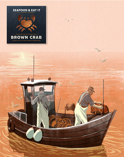 Crabs 2d alex green design digital fishing folioart food illustration landscape packaging sea wildlife