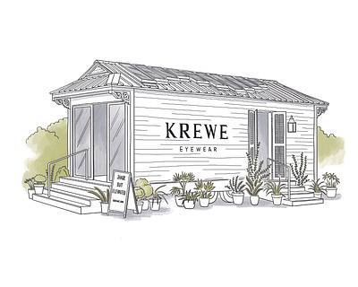 Illustration for Krewe Eyewear brand architecture art branding design drawing hand drawn illustration logo sketch vector watercolor