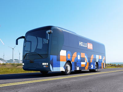 Hello Bus Fleet Branding bold colors branding bus distinctive look transportation branding travel ui welcoming service.