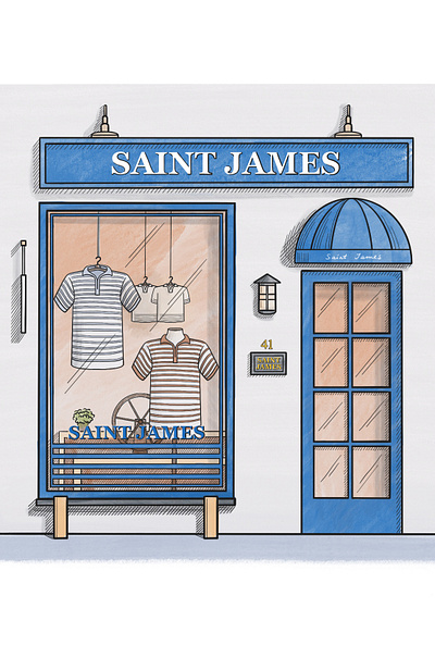 Illustration of a shop window art branding design drawing hand drawn illustration logo shop sketch watercolor