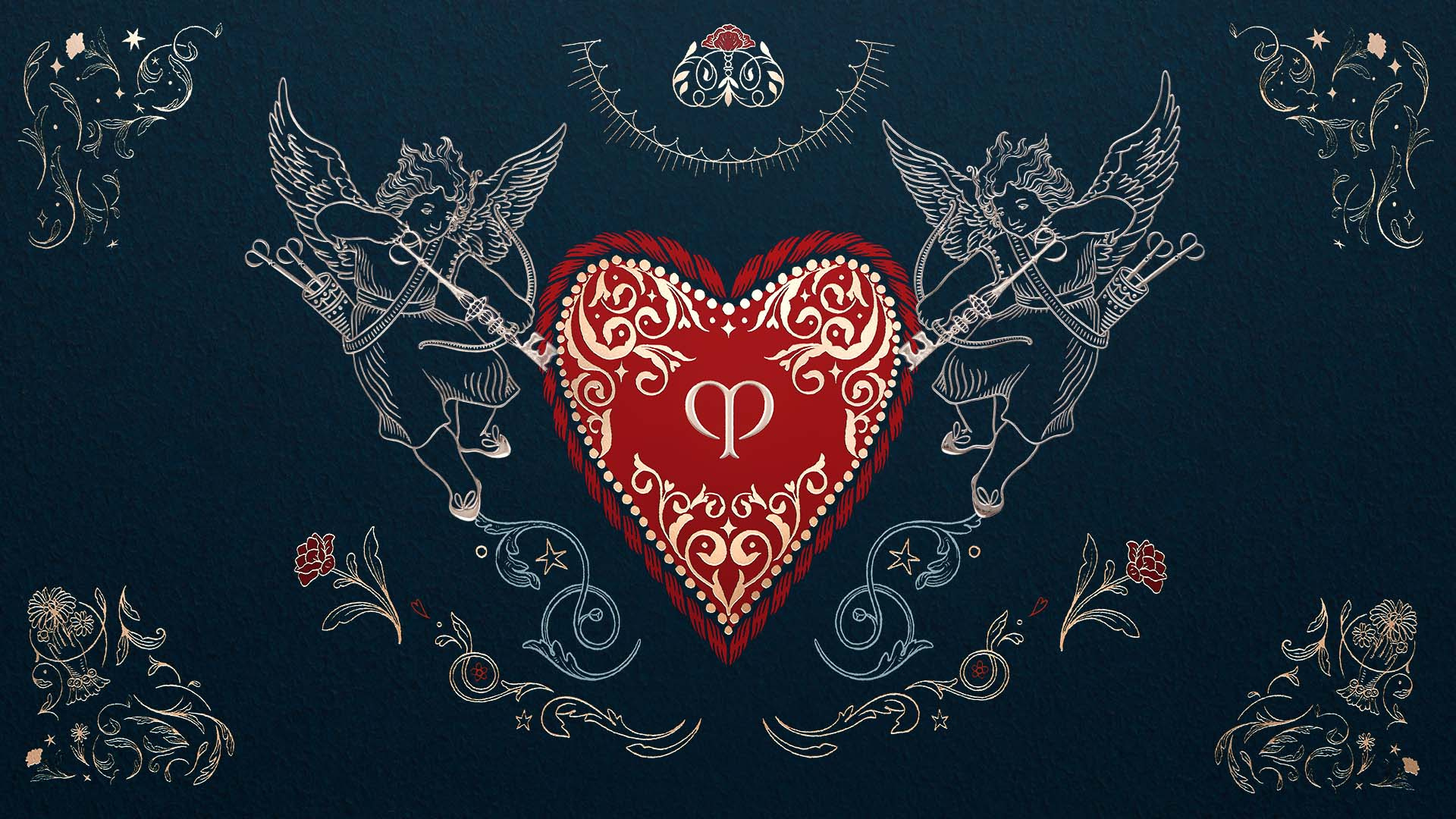St. Valentine 2d cosmetics design digital drawing folioart gold illustration line ornate packaging swindler swindler