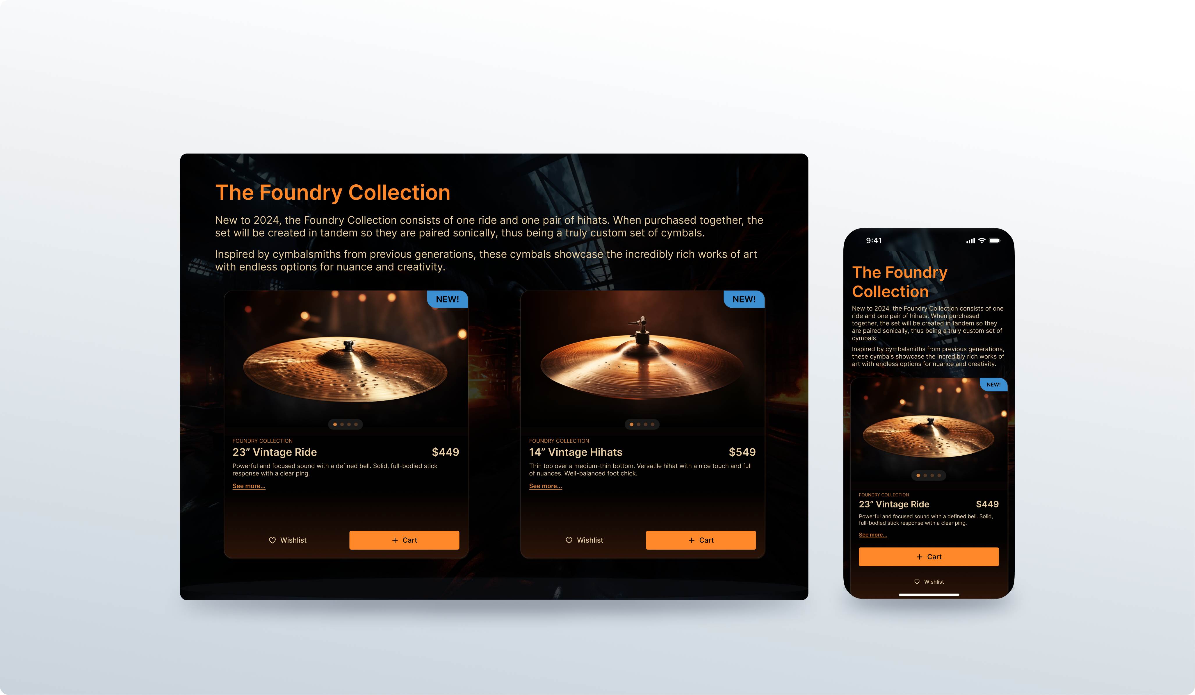 eCommerce app buy cymbal design drums ecommerce mobile online percussion shop ui ux web wish wishlist