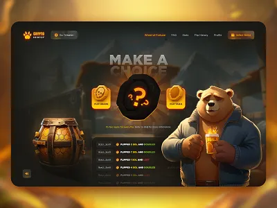 Crypto CoinFlip - Casino Interface bear casino betting casino casino app casino design casino illustration casino interface coin flip crash crypto coinflip design crash gambling game ui game ux live casino mines online betting online casino ui casino web casino