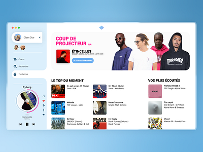 Application Desktop d'un service de streaming musical branding graphic design ui