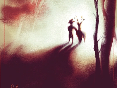 Disember 28 Tyrus Wong artist atmosphere bambi book children deer disney fan forest illustration kid lit moody pastel picture procreate texture tyrus wong