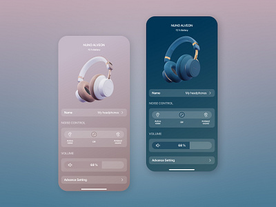 Headphone App Concept app application audio blue colors design device headphones headset interface mobile mobile app pink setting sound stereo ui user interface ux