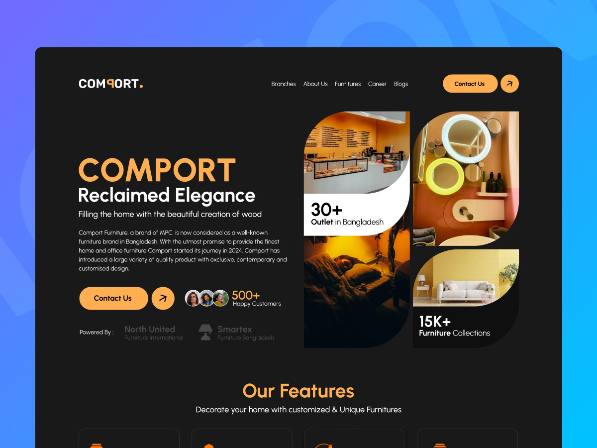 Comport Furniture | Furniture Shop Landing Page Design. design furniture furniture shop furniture shop landing page ui design uiux design visual design