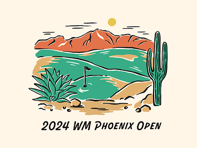 2024 WM Phoenix Open - Course arizona cactus desert drawing golf golf course graphic design illustration illustrator merch merchandise mountains pga pga tour phoenix shirt design t shirt vector vintage wm phoenix open