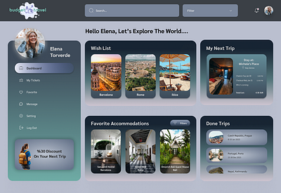 Travel Website- User Dashboard UI app dashboard logodesign profile travel uidesign user uxdesign webdesign webredesign