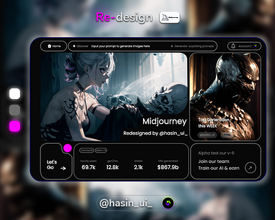 I redesigned the UI of Midjourney AI adobe xd ai branding graphic design midjourney ui ux