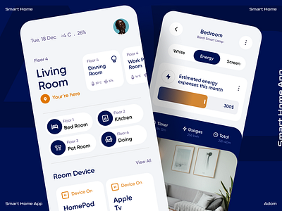 Smart Home App adom app app design app ui digital home digital home app home app smart home smart home app ui ux