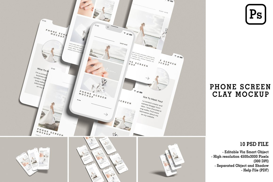Phone Screen Clay Mockup cellphone concept device digital display front graphic illustration isolated minimal mobile mock mockup modern phone screen smart smartphone template vector