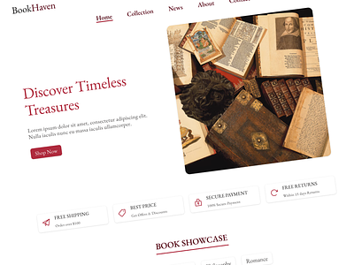 Book Haven: Unveiling the World of Rare Books book book website design figma figma design landing page design layout ui ui design ux ux ui design uxui web design website design