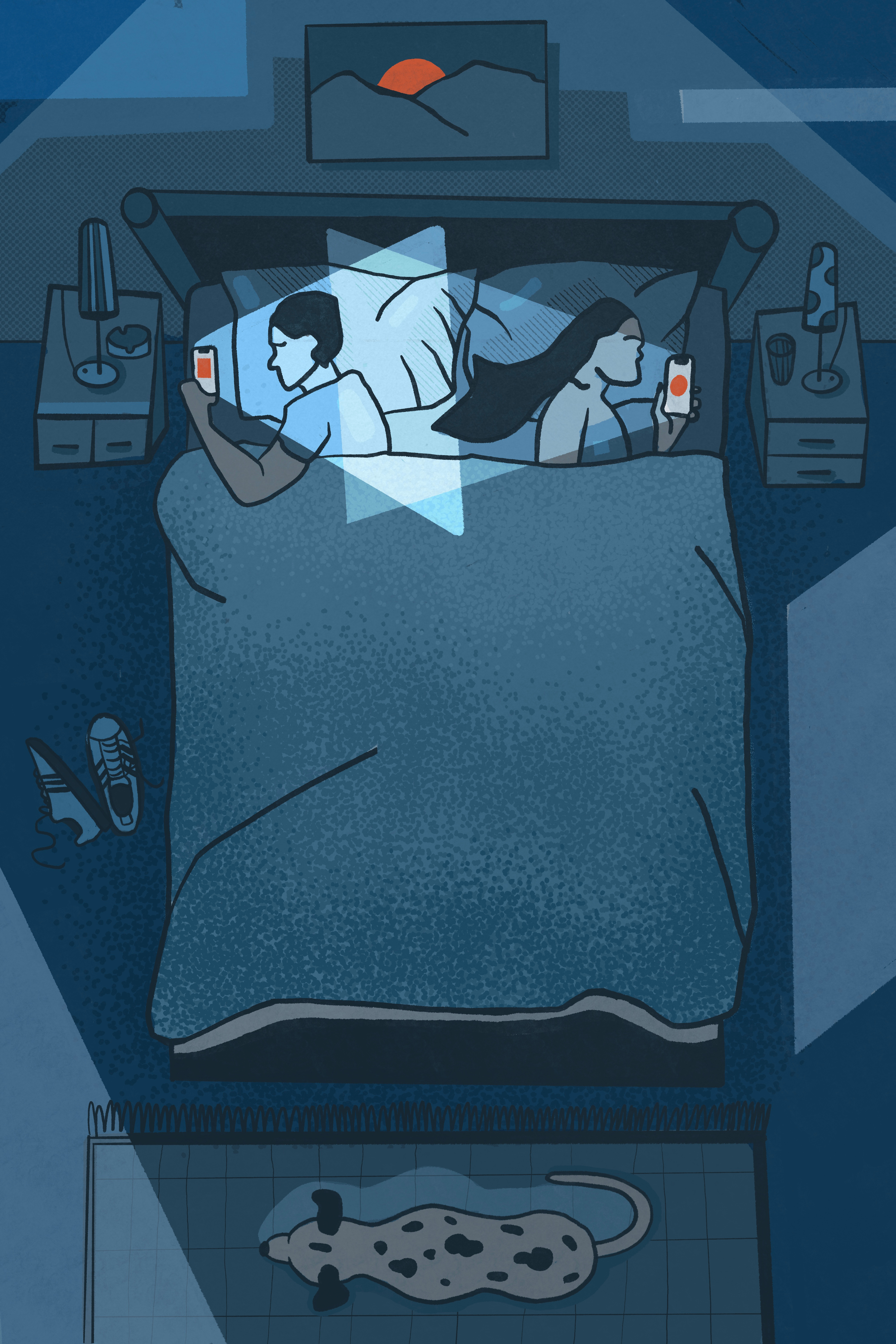 Digital Estrangement addiction addictive art direction article illustration character character design colorful couple design digital estrangement illustrated illustration life phone procreate smartphone social media social media addiction