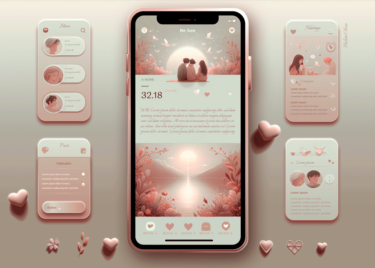 Mobile application "Diary for couples in love". animation branding design graphic design illustration logo prototyping ui ux vector