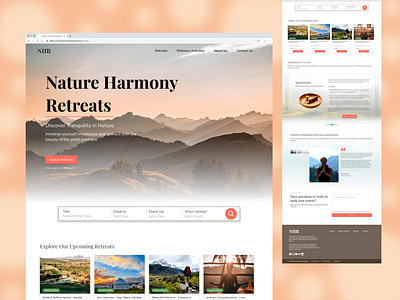 Nature Retreat Concept Landing Page Design design landing page ui ux web design website