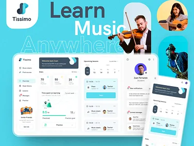 Music Learning App Dashboard app dash dashboard design graphic design learning mobile music school teaching ui ux visual design